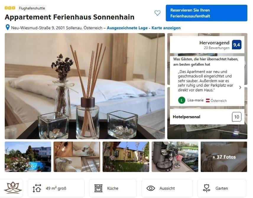Appartement/Ferienhaus Sonnenhain Sollenau Exterior foto